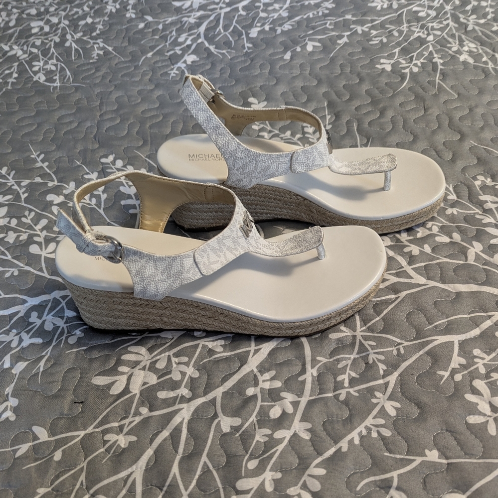 Michael Kors White Wedge Shoes with Ankle Strap